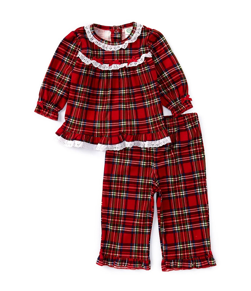 Little Me Baby Girls 12-24 Months Long Sleeve Plaid Pajama Top & Matching Pajama Pant Set