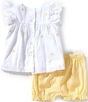 Little Me Baby Girls 3-12 Months Flutter-Sleeve Daisy-Patterned Textured Tunic & Solid Shorts Set