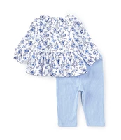 Little Me Baby Girls 3-12 Months Long-Sleeve Butterfly/Floral-Printed Tunic Top & Solid Leggings Set