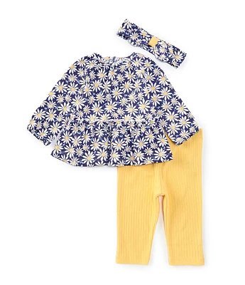 Little Me Baby Girls 3-12 Months Long-Sleeve Daisy-Printed Tunic Top & Solid Leggings Set