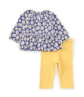 Little Me Baby Girls 3-12 Months Long-Sleeve Daisy-Printed Tunic Top & Solid Leggings Set