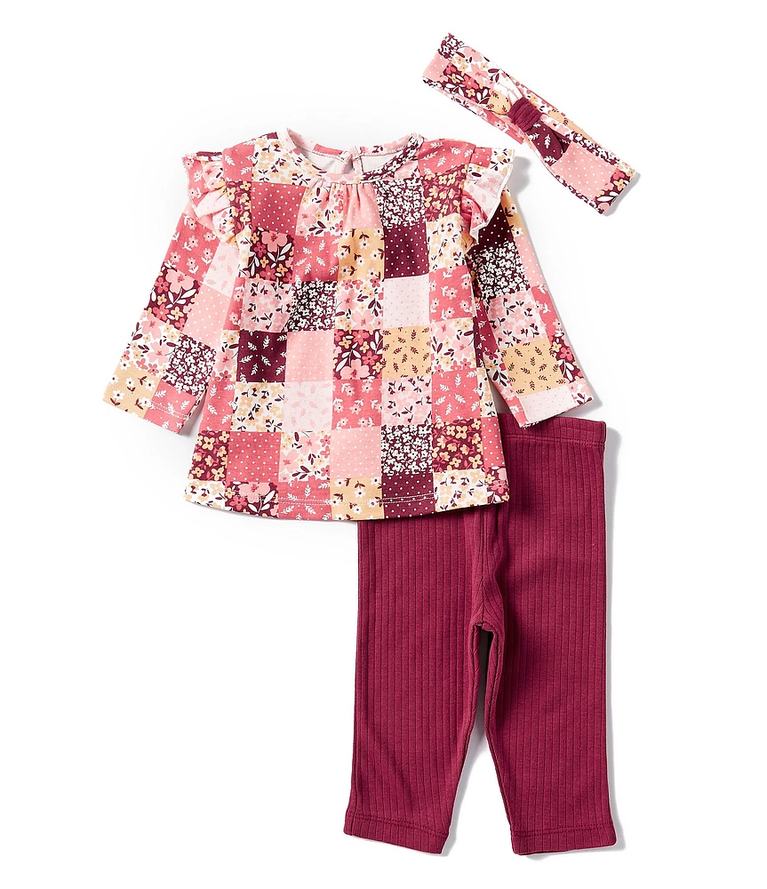 Little Me Baby Girls 3-12 Months Long Sleeve Floral/Dotted Patchwork-Printed Tunic Top & Solid Leggings Set