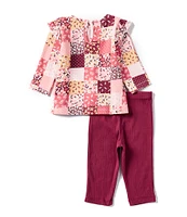 Little Me Baby Girls 3-12 Months Long Sleeve Floral/Dotted Patchwork-Printed Tunic Top & Solid Leggings Set