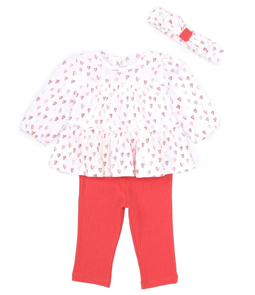 Little Me Baby Girls 3-12 Months Long-Sleeve Heart Print Tunic Top & Solid Leggings Set