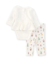 Little Me Baby Girls 3-12 Months Long-Sleeve My First Christmas Skirted Bodysuit & Christmas-Themed-Printed Leggings