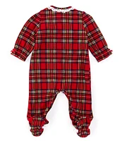 Little Me Baby Girls 3-12 Months Long Sleeve Plaid Footed Coverall