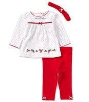 Little Me Baby Girls 3-12 Months Long Sleeve Solid Christmas Holly Tunic Top & Christmas-Themed Leggings Set