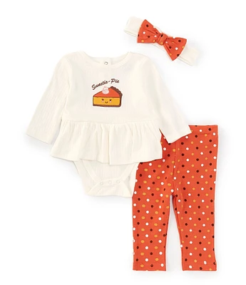 Little Me Baby Girls 3-12 Months Long Sleeve Sweetie Pie Skirted Bodysuit & Dotted Leggings Set