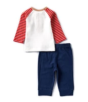 Little Me Baby Girls 3-12 Months Raglan Sleeve Colorblock Solid/Striped T-Shirt & Solid Jogger Pant Set