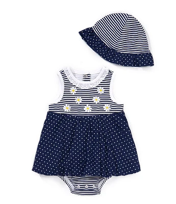 Little Me Baby Girls 3-12 Months Sleeveless Daisy/Pindot-Printed Skirted Bodysuit