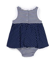 Little Me Baby Girls 3-12 Months Sleeveless Daisy/Pindot-Printed Skirted Bodysuit