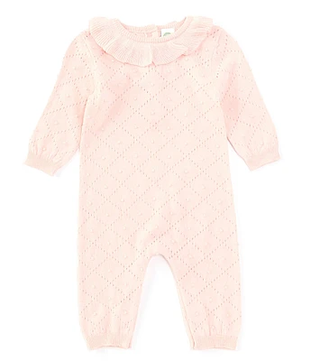 Little Me Baby Girls 3-9 Months Long-Sleeve Diamond-Pattern Coverall