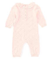 Little Me Baby Girls 3-9 Months Long-Sleeve Diamond-Pattern Coverall