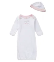 Little Me Baby Girls Newborn-3 Months Thank Heaven for Little Girls Dotted Gown & Hat Set