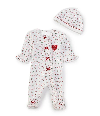 Little Me Baby Girls Newborn-9 Months Long-Sleeve Candy Cane Footie Coverall