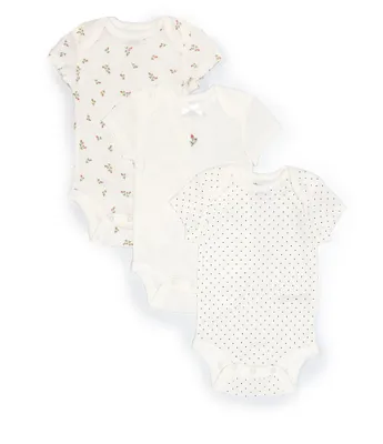 Little Me Baby Girls Newborn-9 Months Short-Sleeve Rosebud Bodysuit Three-Pack