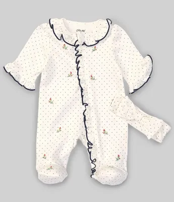 Little Me Baby Girls Preemie-9 Months Long-Sleeve Rosebud Print Footie Coverall & Bow Headband Set