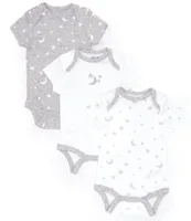 Little Me Baby Newborn-9 Months Moons and Stars Print Bodysuit 3-Pack