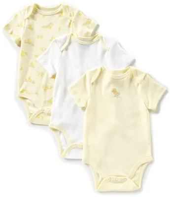 Little Me Baby Newborn-9 Months Short-Sleeve Ducks 3-Pack Bodysuit