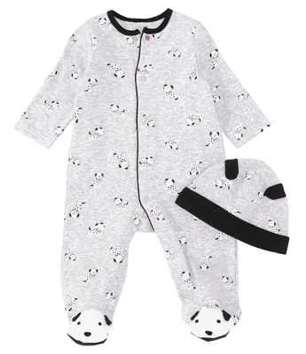 Little Me Baby Preemie-9 Months Long-Sleeve Dalmatian-Print Footie Coverall Matching Cap