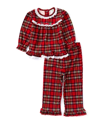 Little Me Little Girls 2T-4T Long Sleeve Plaid Pajama Top & Matching Pajama Pant Set