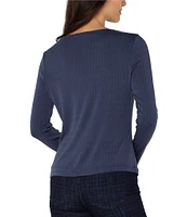 Liverpool Los Angeles Boat Neck Long Sleeve Knit Ribbed Top