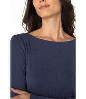 Liverpool Los Angeles Boat Neck Long Sleeve Knit Ribbed Top