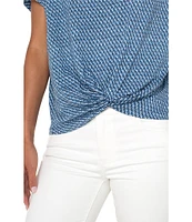 Liverpool Los Angeles Crew Neck Short Sleeve Front twist Knit Top