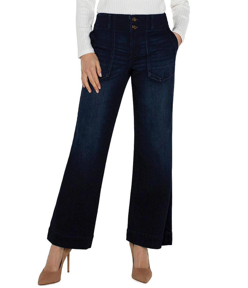 Liverpool Los Angeles Denim Mid-Rise Wide Leg Flare Jeans