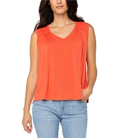 Liverpool Los Angeles Jersey Knit V-Neck Sleeveless Top