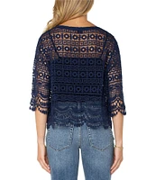 Liverpool Los Angeles Lace V-Neck Short Sleeve Bolero Topper Cardigan