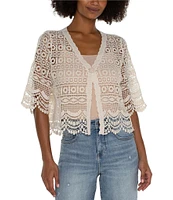 Liverpool Los Angeles Lace V-Neck Short Sleeve Bolero Topper Cardigan