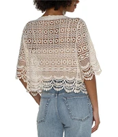 Liverpool Los Angeles Lace V-Neck Short Sleeve Bolero Topper Cardigan