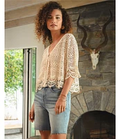 Liverpool Los Angeles Lace V-Neck Short Sleeve Bolero Topper Cardigan