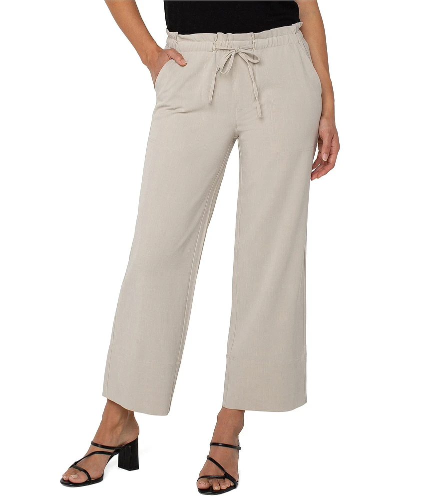 Liverpool Los Angeles Lightweight Textured Pull-On Drawstring Tie Wide Leg Pants