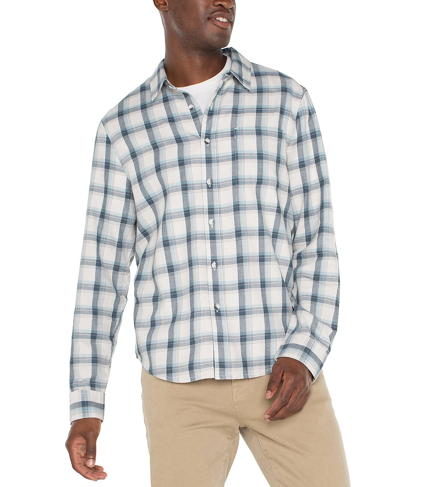 Liverpool Los Angeles Long Sleeve Button-Up Plaid Shirt