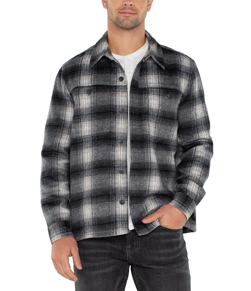 Liverpool Los Angeles Long Sleeve Plaid Wool-Blend Shacket