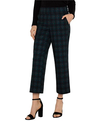 Liverpool Los Angeles Petite Size Coordinating Mabel Stretch Plaid Pull-On Cropped Pants