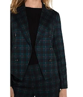 Liverpool Los Angeles Petite Size Coordinating Stretch Collared Cropped Long Sleeve Blazer