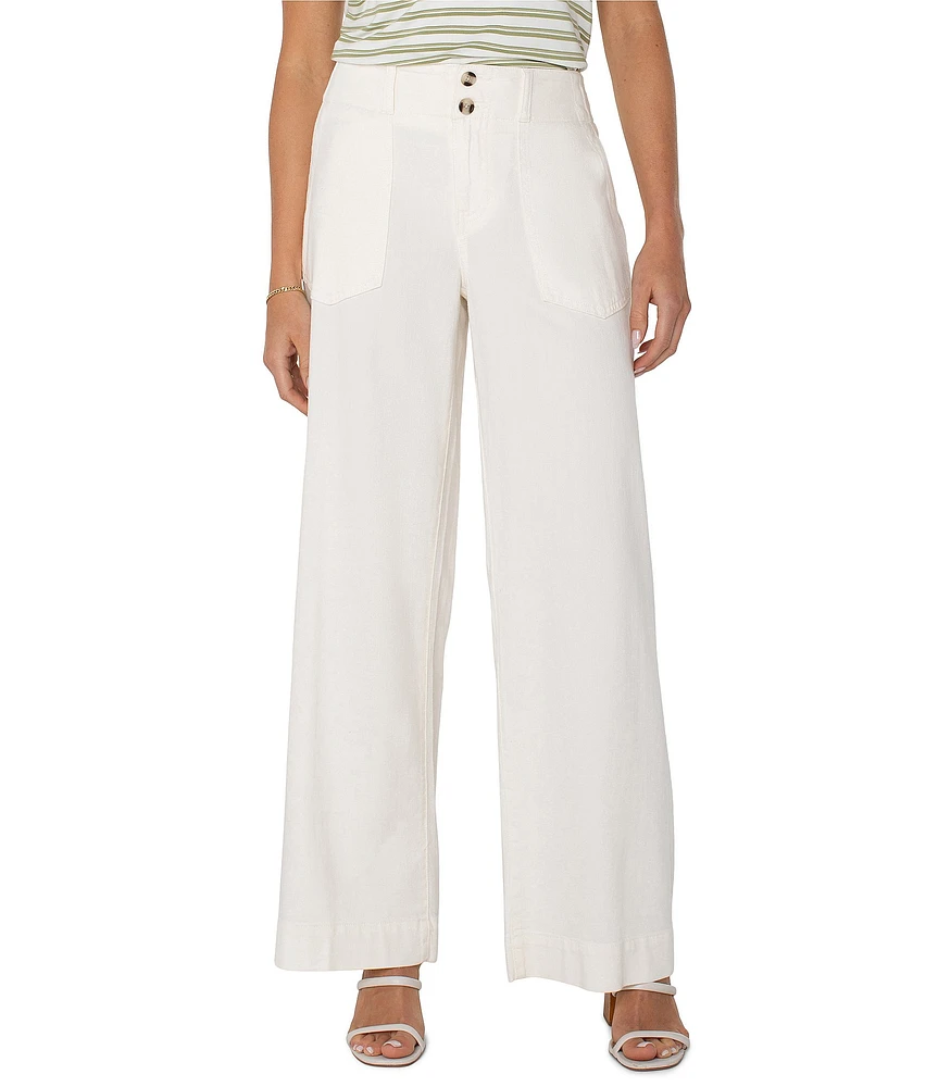 Liverpool Los Angeles Petite Size Hannah Soft Denim Mid Rise Wide Leg Utility Pants