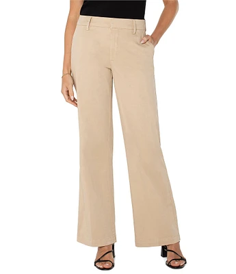 Liverpool Los Angeles Petite Size Kelsey Twill Mid Rise Wide Leg Pants