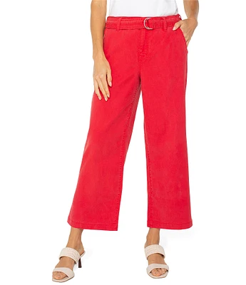 Liverpool Los Angeles Petite Size Stride High Rise Belted Wide Leg Crop Pants