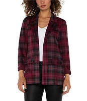 Liverpool Los Angeles Plaid Collared Long Sleeve Boyfriend Blazer