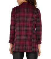 Liverpool Los Angeles Plaid Collared Long Sleeve Boyfriend Blazer