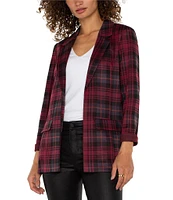 Liverpool Los Angeles Plaid Collared Long Sleeve Boyfriend Blazer