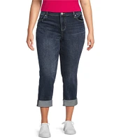 Liverpool Los Angeles Plus Size Charlie Stretch Denim Mid-Rise Straight Leg Wide Rolled Cuff Jeans