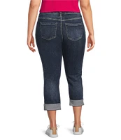 Liverpool Los Angeles Plus Size Charlie Stretch Denim Mid-Rise Straight Leg Wide Rolled Cuff Jeans
