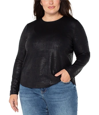 Liverpool Los Angeles Plus Size Knit Scoop Neck Long Sleeve Top