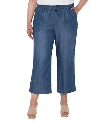 Liverpool Los Angeles Plus Size Pull-On Tie Waist Wide Leg Pants