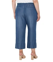 Liverpool Los Angeles Plus Size Pull-On Tie Waist Wide Leg Pants